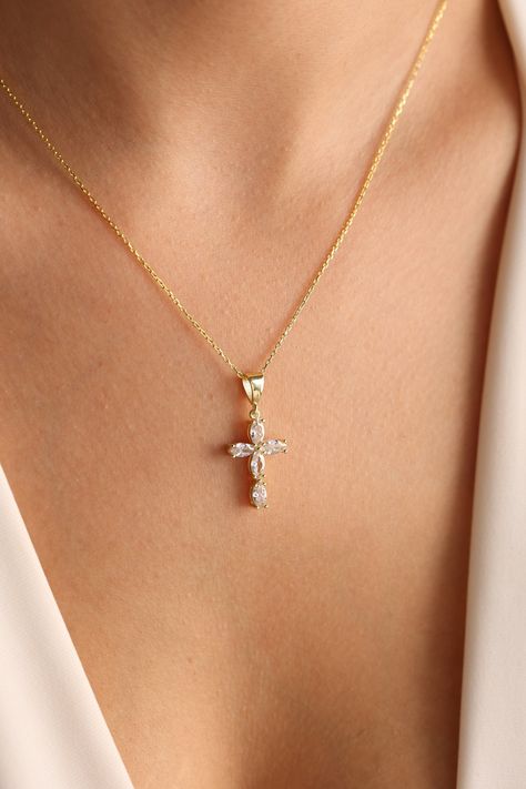 Cross Necklace, Cross Pendant, Cubic Zirconia Cross Necklace, Beautiful Cross Necklace, Religious Necklace, Christian Gifts, Christmas Gift CROSS NECKLACE Strong in faith, abiding in love, this meaningful cross necklace expresses her inner beliefs. The cross necklace is completely outlined with shimmering cubic zirconia accents. It is perfect for every occasion and everyday use Our products are carefully prepared by our company from 925 Sterling silver. We offer you years of experience, product Women’s Cross Necklace, Flower Cross Necklace, Beautiful Cross Necklace, The Cross Necklace, Wedding Cross Necklace, Womens Cross Necklace, Cute Christian Jewelry, Unique Cross Necklace, Pretty Cross Necklace