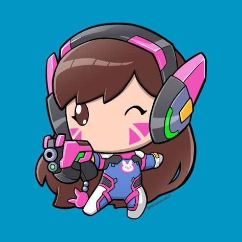 Chibi Game Character, Chibi Overwatch, Cute Overwatch, Mech Pilot, Dva Overwatch, D Va Overwatch, Gamer Design, Overwatch Drawings, Gamer Art