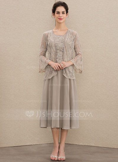 [£ 97.00] A-Line Scoop Neck Tea-Length Chiffon Lace Mother of the Bride Dress With Sequins (008164088) Grooms Mother, Bride Dress Lace, Lace Bride, Dress With Sequins, Dresses Chiffon, Mothers Dresses, Mother Of The Bride Dress, Tea Length Dresses, Dress Silhouette