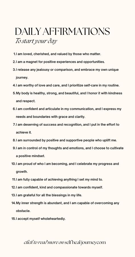 50 Affirmations To Say Daily Daily Affirmations For Journal, Affirmations To Journal, Affirmation List Ideas, 31 Days Of Affirmations, Affirmation For A Good Day, Positive Affirmation Of The Day, Set Your Intentions For The Day, How To Start The Day Positive, What Is An Affirmation