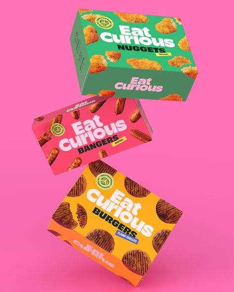 Eat Curious · Fiasco Design Healthy Snack Brands, Healthy Food Packaging, Healthy Food Branding, Food Font, Biscuit Packaging, Snack Brands, Sustainable Eating, Ways To Eat Healthy, Meat Alternatives