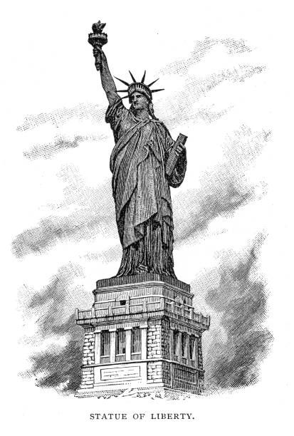 Statue of Liberty engraving 1895 Statue Of Liberty Drawing, Book Art Drawings, Cool Art Drawings, Free Illustrations, Statue Of Liberty, The United States, Book Art, Stock Illustration, Cool Art