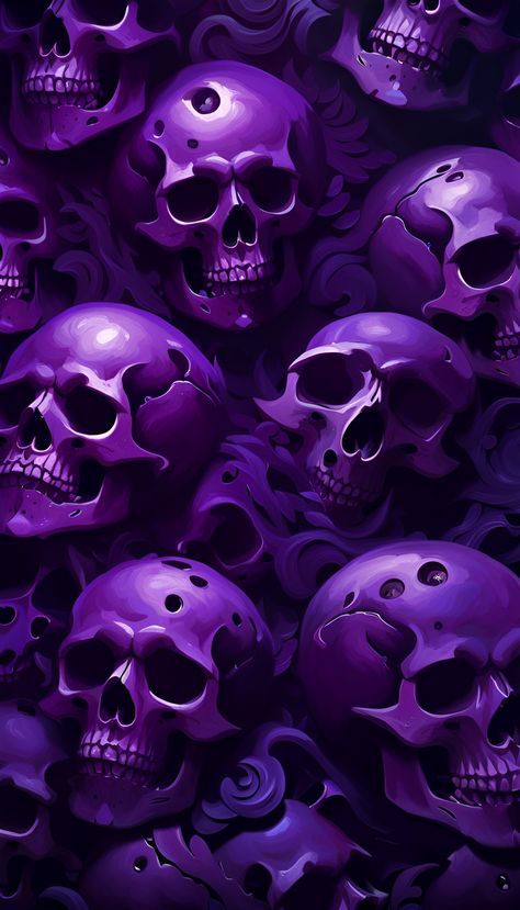 An ai generated image of stacked skulls with a purple hue. The image can be used as a wallpaper. Cool Wallpapers Purple, Dark Purple Wallpaper Desktop, Purple Skull Wallpaper, Skeleton Art Drawing, Serigrafia Ideas, Wallpaper Skeleton, Iphone Wallpaper Blue, Skull Background, Colorful Skull Art