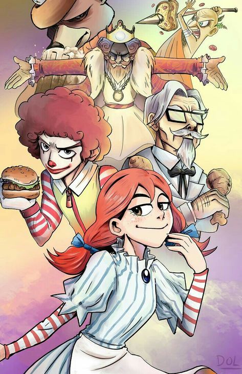 Personified Objects, Wendy's Girl, Wendy Anime, Cartoon Characters As Humans, Human Version, Cartoon As Anime, Online Comics, Anime Version, Printed Artwork