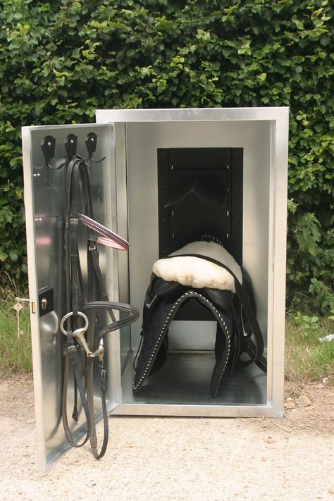 Horse Tack Locker, Tack Locker, Equestrian Property, Saddle Racks, Locker Locks, Dream Stables, Custom Saddle, Horse Equipment, Horse Saddles