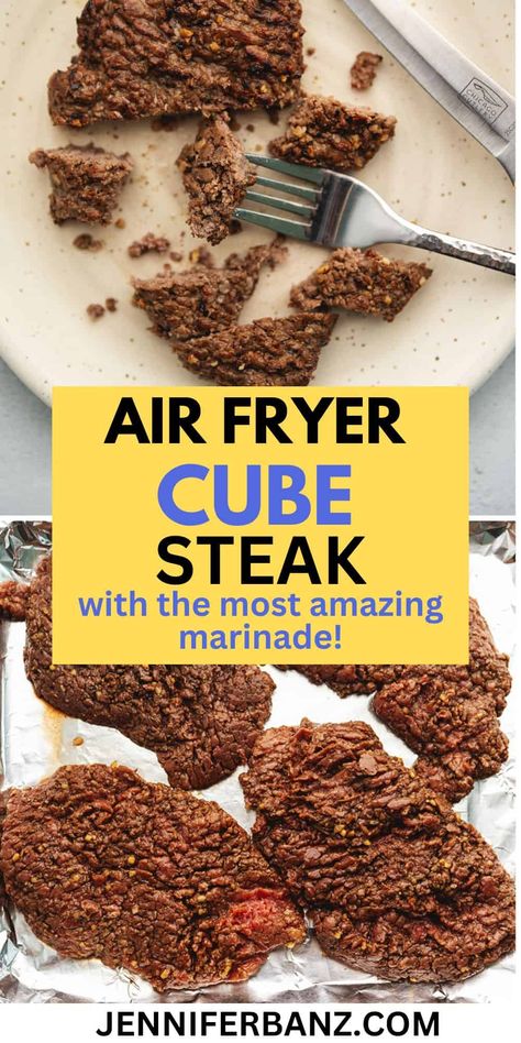 A quick 5 ingredient marinade and your air fryer is all you need to make the most tender and delicious cube steak. This easy recipe is naturally keto friendly. Serve it with a side of gravy for the perfect dinner. Best Cube Steak Recipe, Best Cubed Steak Recipe, Air Fryer Cube Steak, Tender Cube Steak, Cubed Beef Recipes, Beef Cube Steak Recipes, Leftover Steak Recipes, Beef Cubed Steak, Ways To Cook Steak