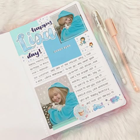 Lisa Journal Ideas, Birthday Message For Kpop Idol, Lisa Journal, Blackpink Scrapbook, Lisa Birthday, Kpop Journaling, Happy 23rd Birthday, Journal Making, Kpop Diy