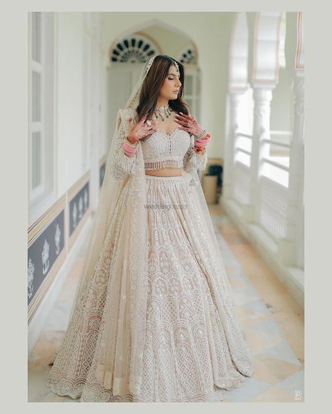 What To Wear When: Red Bridal Lehenga Vs Ivory Bridal Lehenga! Engagement Bride Photoshoot, Ivory Bridal Lehenga, Bridal Lehenga White, Bride Reception Outfit, White Bridal Lehenga, Red Bridal Lehenga, Ivory Lehenga, Latest Bridal Lehenga Designs, Engagement Lehenga