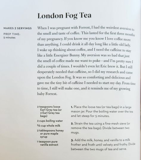 London Fog Tea Recipe, London Fog Recipe, Book Bouquet, London Fog Tea, Recipe Drawing, Food Time, English Breakfast Tea, Delicious Drinks, Breakfast Tea