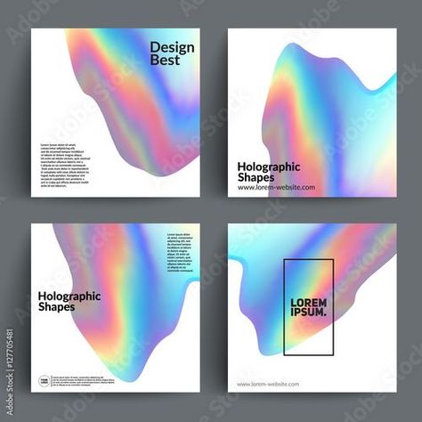 Holographic shapes backgrounds set. Applicable for cover,poster,brochure,magazine. Eps10 vector … in 2022 | Graphic design posters, Graphic design inspiration, Holographic Yearbook Covers, 타이포그래피 포스터 디자인, Stationary Design, Vector Template, Graphic Design Fun, Graphic Design Typography, Graphic Design Posters, Magazine Design, Visual Design