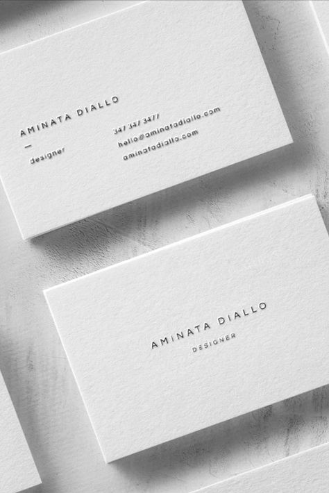 The Diallo is a sleek and modern business card template that is well suited for those seeking a sharp and elevated brand presence. With its sophisticated typeface and minimal layout, it can be seamlessly adapted into many professions and services while maintaining a polished edge. Pro tip: print on colored paper for a more branded look. Personal Business Card Design Creative, Sleek Business Cards, Yoga Business Cards, Minimal Visiting Card, Sophisticated Typeface, Business Card Minimal, Modern Moodboard, Minimal Business Card Design, Business Card Layout