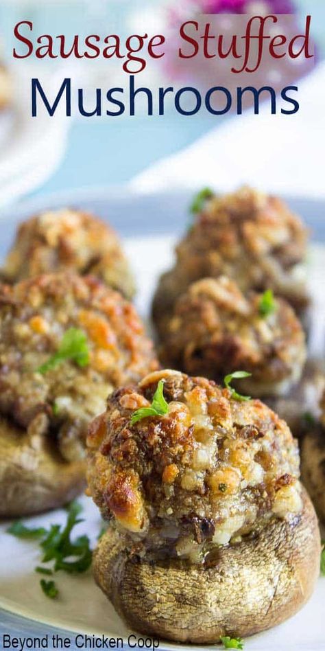 Stuff Mushrooms With Sausage, Stuffed Sausage Mushrooms, Stuffed Mushroom Recipes Sausage, Make Ahead Stuffed Mushrooms, Stuff Mushroom Recipes, Stuffed Mushrooms Without Cream Cheese, Stuffed Mushrooms With Sausage, Italian Sausage Stuffed Mushrooms, Recipe For Stuffed Mushrooms