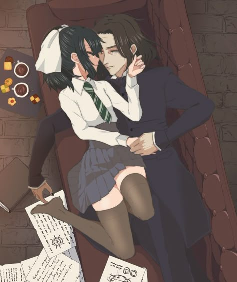 Severus Snape X Yn Fanart, Snape X Hermione, Ship Moments, Fanart Harry Potter, Severus Snape Art, Fem Harry Potter, Fem Harry, Harry Potter Couples, Snape And Hermione