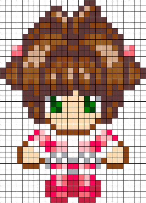 Sakura Kinomoto Pink Outfit Perler Bead Pattern / Bead Sprite Perler Templates, Anime Perler, Hamma Beads Ideas, Sakura Art, Beads Patterns, Hamma Beads, Sakura Kinomoto, Pixel Art Templates, Pattern Maker