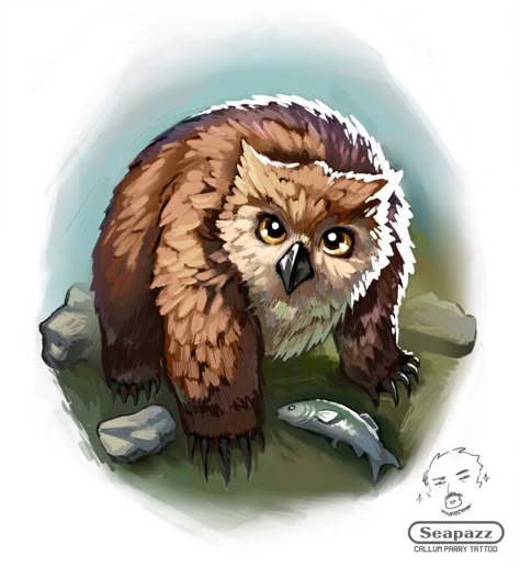 ArtStation - Owlbear Cub, Baldurs Gate 3 fanart., Callum Parry Owlbear Tattoo, Baldur's Gate 3 Fanart, Owlbear Art, Owlbear Bg3, Bg3 Orin Art, Baldurs Gate 3 Fanart, Cute Owlbear, Art Baldur's Gate 3, Owlbear Cub