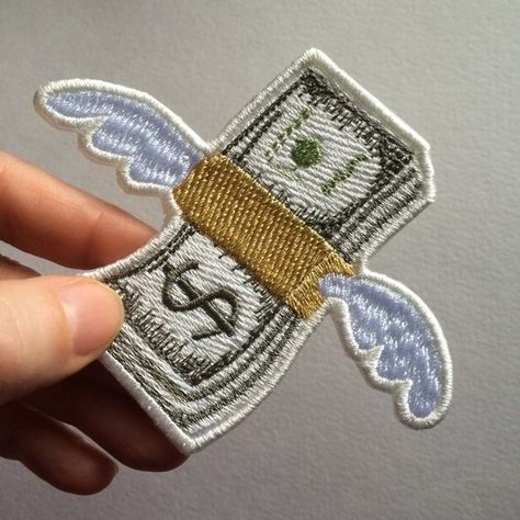 Money With Wings, Emoji Pin, Patch Bag, Jeans Patch, Bag Patches, Patch Jeans, Cool Patches, Diy Patches, Sticker Patches