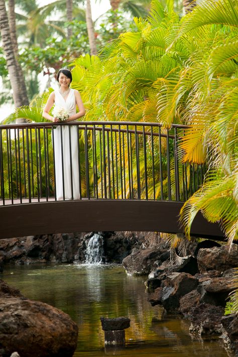 Mauna Lani Bay Resort Bride #weddinginspiration  #wedding  #hawaiiwedding  #beachwedding  #bigislandweddingphotographer #konaweddingphotographer #hawaiiweddingphotographer #hawaiiphotographer #destinationwedding #konaphotographer #konaweddingphotographer #stylemepretty #bigislandphotographer #bigisland www.eyeexpression.com Big Island Wedding, Hawaii Photographer, Hawaii Wedding, Big Island, Garden Bridge, Style Me Pretty, Beach Wedding, Destination Wedding, Wedding Photographer