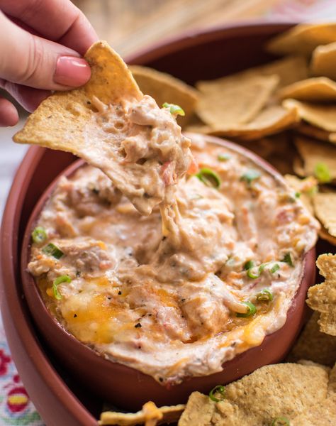 Mexican Shredded Chicken Dip #dip #chicken #cheese #appetizer #appetizerrecipe #chiles | Carolyn's Cooking Shredded Chicken Snacks, Shredded Chicken Appetizers, Mexican Chicken Dip Recipe, Mexican Chicken Dip, Shredded Chicken Dip, Chicken Dip Recipes, Company Recipes, Braised Chicken Breast, Mexican Shredded Chicken