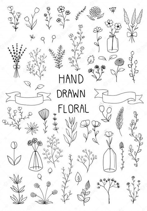 Hur Man Ritar Blommor, Plant Doodle, Arte Doodle, Doodle Art Flowers, Floral Doodle, Doodle Art Journals, Hand Drawn Floral, Drawn Floral, Buku Skrap