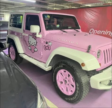 Pink Steering Wheel, Hello Kitty Car Accessories, Pink Steering Wheel Cover, Hello Kitty Bedroom, Pink Jeep, Hello Kitty Car, Hello Kitty Gifts, Pink Cars, Stylish Car