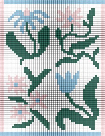 Flower Crochet Alpha Pattern, Square Tapestry Crochet, Tulip Alpha Pattern, Flower Crochet Grid, Floral Alpha Pattern, Bunny Alpha Pattern, Flower Pixel Pattern, Crochet Graph Patterns Aesthetic, Tapestry Crochet Flower