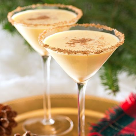 Eggnog Martini Recipe, Eggnog Martini, Pumpkin Pie Syrup, Ron Pope, Holiday Eggnog, Vodka Cocktails Recipes, Caramel Apple Pie, Eggnog Recipe, Egg Nog