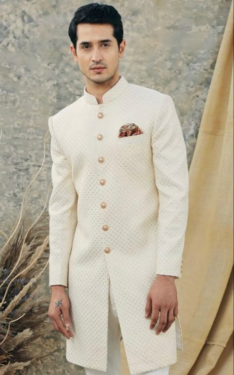 Latest Sherwani Designs For Groom, Engagement Dress For Groom, Indian Wedding Reception Outfits, Marriage Clothes, Indian Wedding Suits Men, Indian Groom Dress, Indian Wedding Clothes For Men, Nikah Outfit, Mens Indian Wear