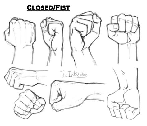 Hand References: Fists by TheInkyWay on DeviantArt Hand Gesture Drawing, Easy Hand Drawings, Hand References, Hand Gestures, Hand Drawing Reference, Body Reference Drawing, Hand Reference, Sketches Tutorial, Gesture Drawing