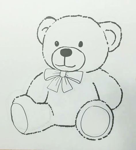 tut: https://youtu.be/vLNcoigS70c Christmas Teddy Bear Drawing, Teddy Bear Painting Easy, Teddy Bear Tattoo Small Simple, Chibi Outline, Plush Drawing, Teddy Bear Doodle, Teddy Bear Drawing, Bow Drawing, Pencil Sketchbook