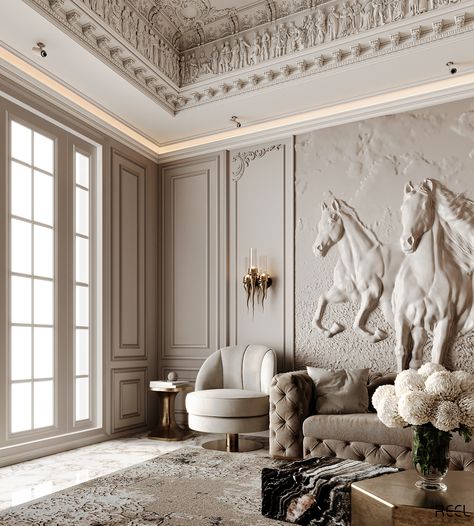 Neo Classic Majlis :: Behance Neo Classic Wall Design, Neoclassical Interior Design Living Room, Bathroom New Classic, Neo Classic Majlis, Interior Neoclassic, Classicism Interior, Neo Classical Interior Design, Neoclassic Interior Design, Classic Majlis