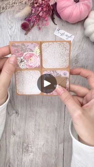 384K views · 35K reactions | 🙏✨This simple yet super fun card is made from a 20x20cm (8“) piece of Cardstock scored every 5 cm (2“) from each side.
Then the inner 4 squares are removed and the card folded and glued down as seen in the video. See, super quick and easy and for decorating you can let your creativity go wild 😁

Also I have a fun story about inking the edges. I really love that vintage look you get when inking the edges of your card with brown ink. And once a friend of mine sent me a Christmas card. However I wasn’t home during the time it arrived, so when my family told me I got something I asked them to open it for me and send me a picture. My brother opened it and the first thing he texted me was: ‚Uh that’s so gross! Someone sent you a super old card, that surely has been Diy Books For Boyfriend, He Texted Me, Infinity Card, Fancy Fold Card Tutorials, Fall Arts And Crafts, Card Folds, Paper Craft Diy Projects, Diy Gift Wrapping, Fancy Fold Cards