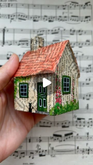 Heinz & Brummel on Instagram: "It’s been a while since I worked on my little houses, but today I was in the mood to paint one…
Paper cottage made of old book pages 🏠📚
•
•
•
#paperhouse #papercraft #papertober #paperlove #oldbookpages #tinyhouse #cottagedreams #papiermache #heinzundbrummel" Collage Houses, Makey Makey, Kid Craft, Old Book Pages, Adult Crafts, Paper Houses, Old Book, House Made, Old Books