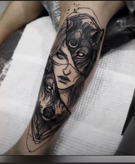 Wolf Girl Tattoos, Werewolf Tattoo, Wolf Tattoos For Women, Stylish Tattoo, Leg Tattoos Women, Shoulder Tattoos For Women, Hand Tattoos For Guys, Wolf Tattoos, Wolf Tattoo