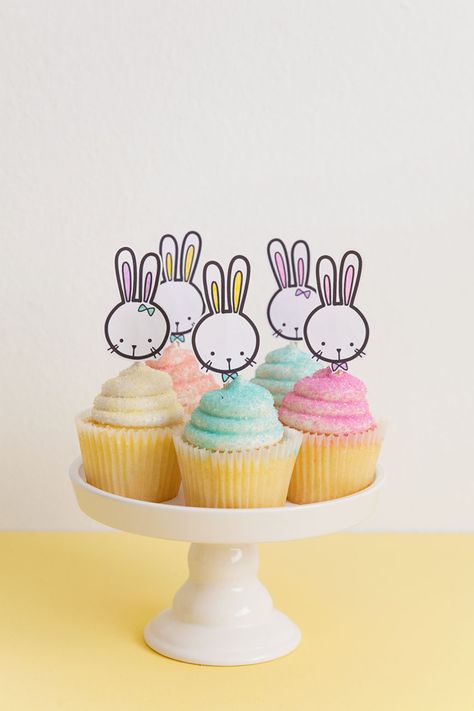 FREE printable bunny cupcake toppers, perfect for all your Easter treats  |  Tell Love and Party Easter Toppers, Bunny Cupcake Toppers, Easter Cupcake Toppers, Bunny Cupcake, Cupcake Toppers Free, Bunny Birthday Party, Sugar Dough, Bunny Cupcakes, Bunny Party