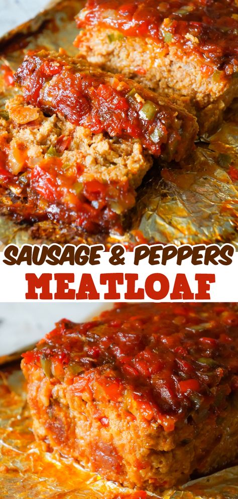 Wurstfest Outfit, Italian Sausage Meatloaf, Sausage Meat Recipes, Sausage Meatloaf, Ground Chicken Meatloaf, Easy Meatloaf Recipe, Sausage Meat, Sausage Peppers, Pasta Penne