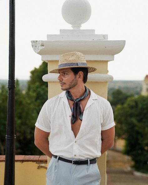 Here's @dfmarin embracing some "classic Cuban" charm. Dressed to perfection whilst wearing the the House Japanese inspired neckerchief. #mensfashion #mensstyle #menstyle #dapper #gentleman #classy #suit #menwithclass #mensfashionpost #mensclothing #suitup #stylish #lookbook #menstyleguide Cuban Outfit Havana Nights, Havana Outfit, Cuban Outfit, Cuba Outfit, Havana Nights, Dapper Gentleman, Fashion 1950s, Mens Style Guide, Japanese Men