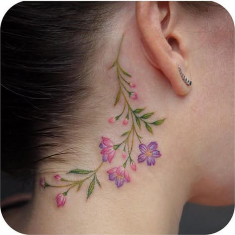 35 Behind The Ear Tattoos That Are Low-key Gorgeous Behind Ear Tattoos, Ear Tattoos, Tasteful Tattoos, Delicate Tattoo, Elegant Tattoos, Feminine Tattoos, Tattoo Designs For Women, Tattoos And Body Art, Creative Tattoos