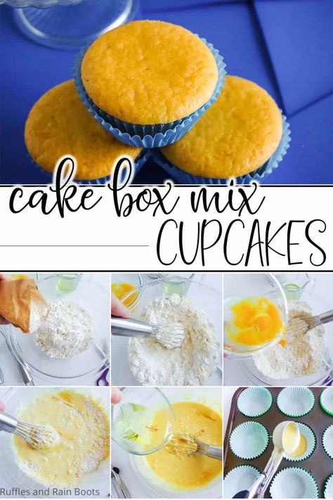 This cake box mix hack to make cupcakes is so SIMPLE! I love this little trick and I'm definitely making these cake box mix cupcakes with this trick. Grab the easy recipe here! Cupcake Box Mix Hacks, Cupcake Recipe With Box Cake, Lemon Cupcakes From Box Cake With Pudding, How To Make Cupcakes From Box Cake, Moist Box Cupcakes, Semi Homemade Cupcakes Box Cake, Cupcakes With Yellow Cake Mix Boxes, Boxed Cupcakes Taste Homemade, Cupcake Recipes Cake Mix Simple