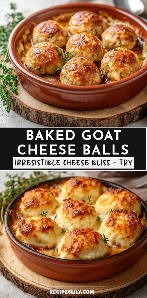 These Baked Goat Cheese Balls are my go-to for a cheesy, comforting appetizer! Golden brown on the outside and perfectly creamy on the inside, they’re perfect for any gathering. Trust me, once you try them, you’ll be hooked! Goat Cheese Appetizer Balls, Smoked Gouda Cheese Ball, Baked Goat Cheese Balls, Goats Cheese Appetizer, Easy Goat Cheese Recipes, Baked Goat Cheese Appetizer, Goat Cheese Ball, Goat Cheese Dip Recipes, Goat Cheese Balls