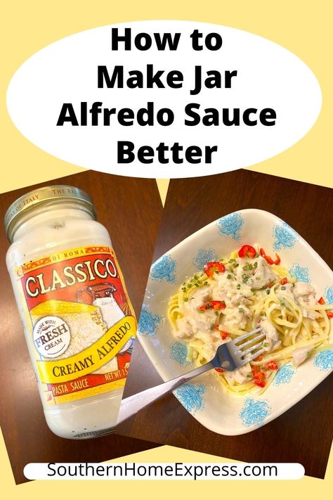 If you want to know how to make jar Alfredo sauce better, first look in your pantry. Pull out some of your favorite Italian spices and seasonings and add them to the pot. Make Jar Alfredo Sauce Better, Alfrado Sauce, Jar Alfredo Sauce, Fetuchini Alfredo, Fettucini Alfredo Recipe, Chicken Alfredo Sauce, Jarred Alfredo Sauce, Fettucini Alfredo, Alfredo Sauce Recipe Easy