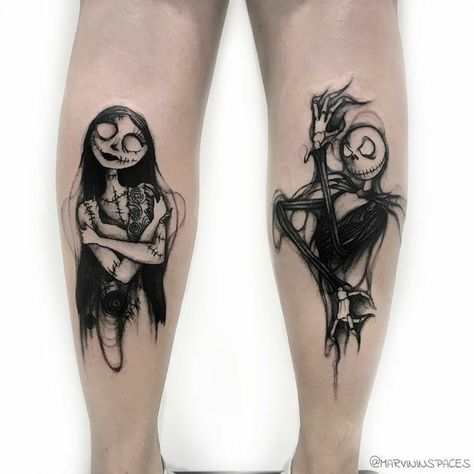 Jack Skellington Tattoo, Tim Burton Tattoo, Jack Y Sally, 16 Tattoo, Christmas Tattoo, Couples Tattoo Designs, Tattoos Geometric, Creepy Tattoos, Geniale Tattoos