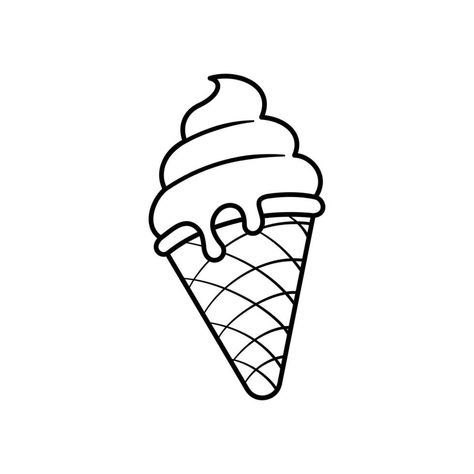 Ice cream waffle cone vector icon in vintage style Vector Ice Cream, Melting Ice Cream Drawing, Ice Cream Drawing Easy, Ice Cream Draw, Pop Art Simple, Ice Cream Drawings, Ice Cream Outline, Ice Cream Cone Clipart, Ice Cream Sketch