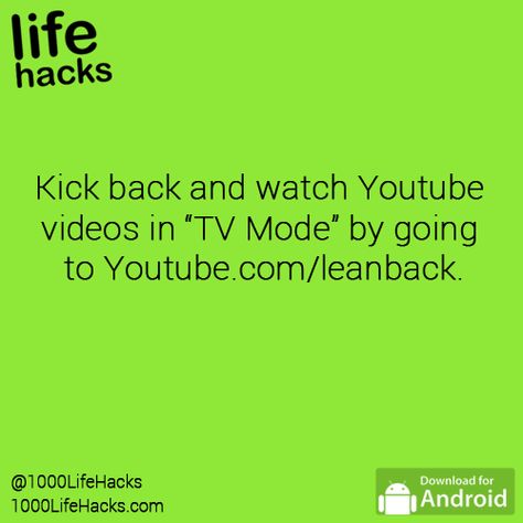 youtube.com/leanback Life Hacks Youtube, Tv Hacks, 1000 Lifehacks, Youtube Hacks, Start Living Life, Computer Hacks, Technology Hacks, 1000 Life Hacks, Life Hacks Computer