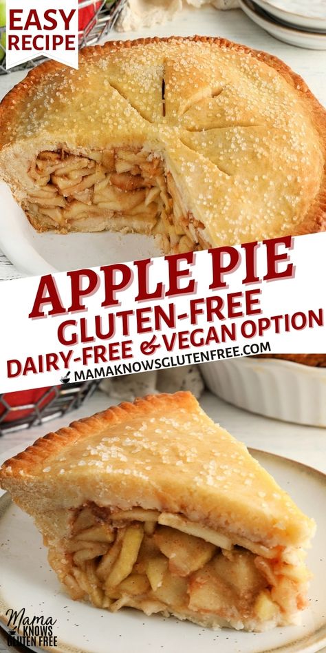 Gluten Free Dairy Free Pie, Gluten Free Apple Pie Recipe, Healthy Apple Pie Recipe, Mama Knows Gluten Free, Sugar Free Apple Pie, Homemade Apple Pie Recipe, Gluten Free Apple Pie, Apple Pie Recipe Homemade, Apple Pie Recipe Easy