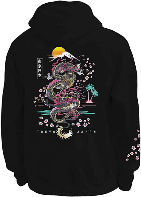 Aesthetic Hoodie Design, Cool Hoodies Designs, Biker Hoodie, Japanese Hoodie, Dragon Hoodie, Running Hoodie, Flower 3d, Japanese Flower, Hoodie Aesthetic