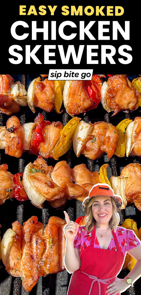 Traeger BBQ Marinated Smoked Chicken Breast Skewers Traeger Chicken Skewers, Smoked Kabobs Chicken Skewers, Smoked Skewers, Smoked Chicken Skewers, Traeger Grill Recipes Chicken, Chicken Breast Skewers, Bbq Smoked Chicken, Chicken Kebobs, Smoked Chicken Breast