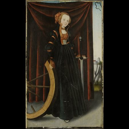 Workshop Lucas Cranach the Elder - Staatliche Kunsthalle Karlsruhe - St Catharine of Alexandria - 1530-1549 1500s German Fashion, 16th Century German Fashion, 1530s Fashion, 16th Century Fashion Women, Burgundian Fashion, Cranach Gown, Cranach Dress, Tudor Women, Cranach The Elder