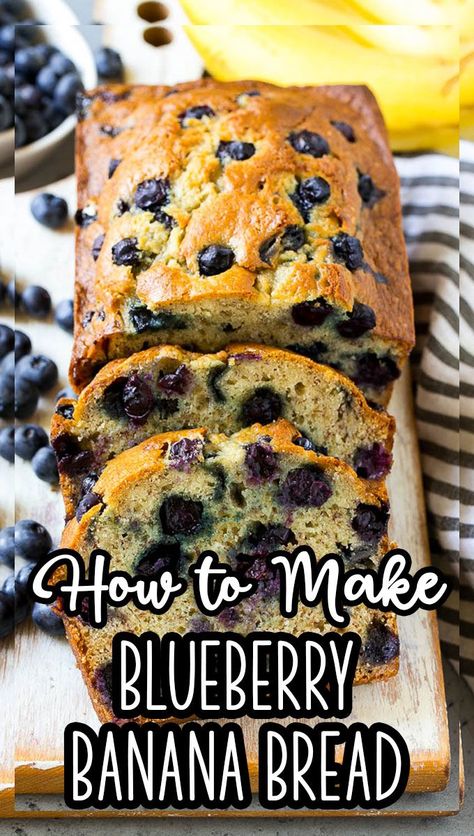 Best Banana Blueberry Bread Recipe, Banana Blueberry Muffins Recipe, Blueberry Muffin Banana Bread, Blueberry Loaf Bread Healthy, Blueberry Banana Loaf Recipe, Blueberry Banana Loaf, Banana Bread With Blueberries Recipe, Easy Banana Blueberry Bread, Banana Bread Recipe With Blueberries