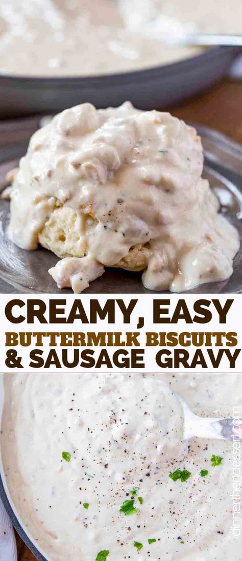 Buttermilk Biscuits And Gravy, Buttermilk Sausage Gravy, Best Biscuits And Gravy Recipe, Buttermilk Gravy Recipe, Breakfast Biscuits And Gravy, Buttermilk Gravy, Brunch Biscuits, Dinner Biscuit, Gravy Biscuits