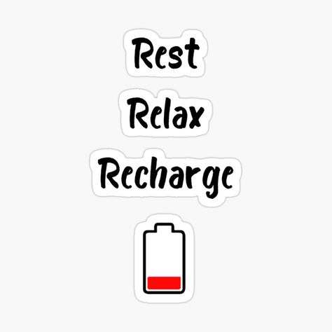 Get my art printed on awesome products. Support me at Redbubble #RBandME: https://www.redbubble.com/i/sticker/Rest-and-recharge-by-ThemindofTee/74295713.EJUG5?asc=u Rest And Recharge, Rest Up, Redbubble Products, Mugs Stickers, A White Background, Art Board, Awesome Products, White Background, Promotion